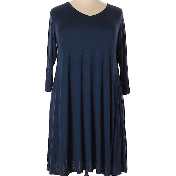 Navy V-neck Dress - Picture 1 of 2